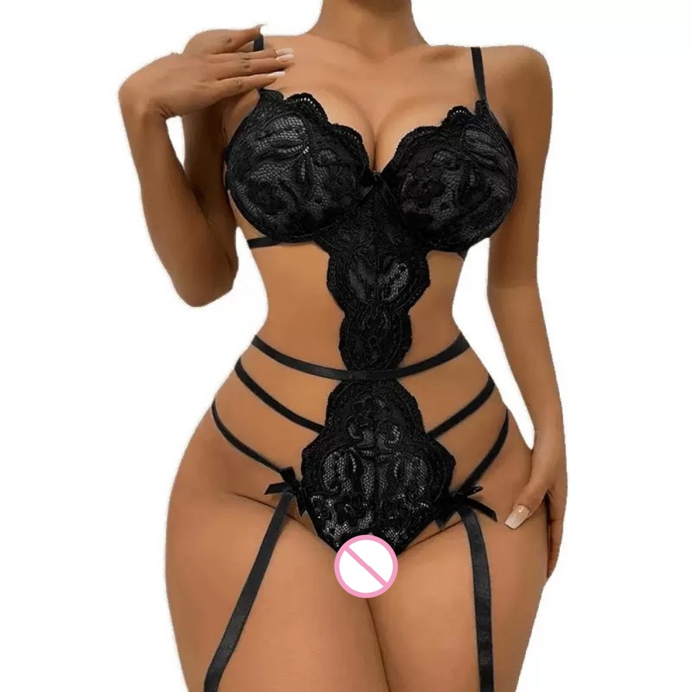 Lace Teddy Lingerie - Sexy Lace Open Crotch Teddy Bodysuit