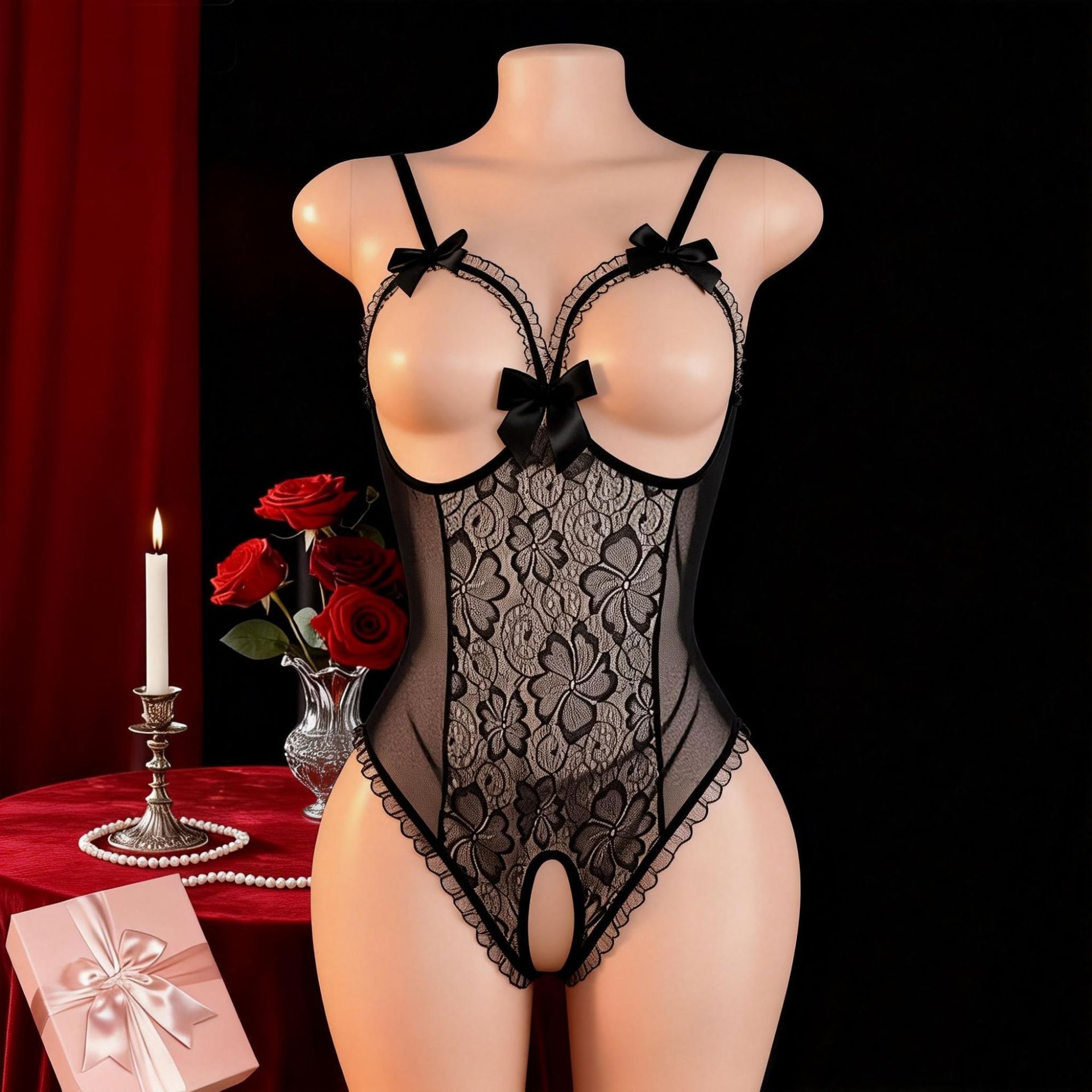 Women Sexy Open Bra Strap Ling - đánh giá và giá Babydoll Chemise Night